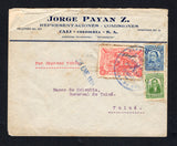 COLOMBIAN PRIVATE EXPRESS COMPANIES - 1928 - TOBON: Printed 'Jorge Payan Z. Representaciones - Comisiones, Cali Colombia' cover franked with 1917 1c green and 1923 4c blue national issue (SG 358 & 395) and 1927 6c red EL EXPRESO TOBON 'Train' issue (Hurt & Williams #S24) with the CALI security 'Signature' in black at top right tied by fine strike of circular EXPRESO TOBON B/VENTURA MANIZALES POPAYAN BOGOTA OFICINA DE CALI cancel in blue with '28 ENE 1931' date handstamp alongside. Addressed to TULUA. A rar