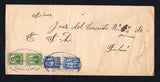 COLOMBIAN PRIVATE EXPRESS COMPANIES - 1932 - TOBON: Long cover franked with 1917 pair 1c green and 1923 pair 4c blue (SG 358 & 395) tied by two strikes of oval EXPRESO TOBON OFICINA DE CALI cancel in purple dated 12 MAY 1932. Addressed to TULUA.  (COL45145)