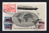 COLOMBIAN PRIVATE EXPRESS COMPANIES - 1932 - TOBON & FIRST FLIGHT: Black & white photographic Zeppelin PPC 'Erster Sudamerika-Flug Mai 1930' showing the Zeppelin & world map franked on picture side with 1932 2 x 1c on 4c blue and 10c red brown 'Correo Aereo' overprint issue (SG 428 & 414) tied by CALI SCADTA cds's dated 29 VI 1932 and 1927 6c red EL EXPRESO TOBON 'Train' issue (Hurt & Williams #S24) tied by oval EXPRESO TOBON OFICINA DE CALI cancel dated - JUN 1932. Flown on the Cali - Bogota first flight 