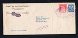COLOMBIAN PRIVATE EXPRESS COMPANIES - 1929 - RIBON: Long printed 'Martin Skowronski, Cali - Colombia' cover franked with 1923 4c blue national issue (SG 395) and 1927 6c red 'Ribon' EXPRESS issue (Hurt & Williams #4) tied by large undated oval EXPRESO COLOMBIANO JULIO G. RIBON & CO. S.A. TRANSPORTES RAPIDOS OFICINA DE CALI cancel in purple with second strike on reverse dated '29 SEPT 1929' and two line 'Conteste Ud. por este correo rapido de Ribon' marking also in purple on front. Addressed to BOGOTA.  (CO