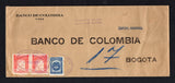 COLOMBIAN PRIVATE EXPRESS COMPANIES - 1928 - RIBON: Long printed 'Banco de Colombia, Cali' cover franked with 1923 8c blue national issue (SG 397) and 1927 pair 6c red 'Ribon' EXPRESS issue (Hurt & Williams #4) tied by large oval EXPRESO COLOMBIANO DEL PACIFICO TRANSPORTES Y COMISIONES J.G. RIBON & CIA OFICINA DE CALI (VALLE) cancel in purple dated 23 MAR 1928 with two line 'Conteste Ud. por este correo rapido de Ribon' marking also in purple on front. Addressed to BOGOTA.  (COL45164)