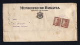 COLOMBIAN PRIVATE EXPRESS COMPANIES - 1934 - RIBON: Long printed 'Municipio de Bogota, Republica de Colombia' official 'Court' cover franked with pair 1932 5c brown (SG 431) tied by large EXPRESO RIBON CORREO BOGOTA cancel dated 30 SEPT 1934. Addressed to AMBALEMA with boxed 'JUZGADO MUNICIPAL BOGOTA' official cachet and written declaration on contents on reverse. Cover is a little worn around the edges but a scarcer use.  (COL45175)