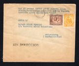 COLOMBIAN PRIVATE EXPRESS COMPANIES - 1934 - SACO & FIRST FLIGHT: Airmail cover with typed 'Por el primer CORREO AEREO DIRECTO entre BOGOTA) Bucaramanga - conducio por la Empresa SERVICIO AEREO COLOMBIANO "SACO" endorsement at top franked with 1932 10c yellow & 1934 5c brown (SG 433 & 459) tied by BOGOTA machine cancel dated DEC 10 1934. Flown on the Bogota - Bucaramanga first flight by Servicio Aereo Colombiano (SACO) with boxed straight line 'SIN DIRECCION' marking in black on front. Addressed to BUCARAM