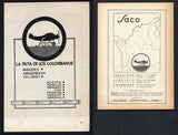 COLOMBIAN PRIVATE EXPRESS COMPANIES - 1933 - SACO ADVERTISING: Two large SACO adverts cut from contemporary Colombian newspapers or magazines both with different advertising but both including the circular SACO airplane logo. One piece is dated '1937' in pencil, the other dates from around 1934. A lovely pair of supporting documents for display.  (COL45179)