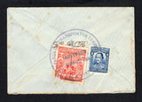 COLOMBIAN PRIVATE EXPRESS COMPANIES - 1928 - COMPANIA DE TRANSPORTES TERRESTRES: Small cover franked with 1923 4c blue national issue (SG 395) and 1928 6c red rouletted 'Compania de Transportes Terrestres' EXPRESS issue (Hurt & Williams #S15b with corner fault) tied by good strike of COMPANIA DE TRANSPORTES TERRESTRES AGENCIA DE PACHO cds dated AGO 17 1928. Addressed to BOGOTA. A scarce small origination from one of the smaller agencies.  (COL45180)