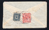 COLOMBIAN PRIVATE EXPRESS COMPANIES - 1928 - COMPANIA DE TRANSPORTES TERRESTRES: Small cover franked with 1923 4c blue national issue (SG 395) and 1928 6c red rouletted 'Compania de Transportes Terrestres' EXPRESS issue (Hurt & Williams #S15b with corner fault) tied by fair strike of COMPANIA DE TRANSPORTES TERRESTRES AGENCIA DE SUSACON cds dated AGO 17 1928. Addressed to BOGOTA. A scarce small origination from one of the smaller agencies.  (COL45181)