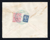 COLOMBIAN PRIVATE EXPRESS COMPANIES - 1930 - AUTOBUSES DE BOYACA & COMPANIA DE TRANSPORTES TERRESTRES: Printed 'Banco de Bogota', Tunja cover franked on reverse with 1923 4c blue national issue (SG 395) and 1928 6c red 'Compania de Transportes Terrestres' EXPRESS issue (Hurt & Williams #S15) tied by good strike of large COMPANIA DE TRANSPORTES TERRESTRES AUTOBUSES A BOYACA AGENCIA DE TUNJA cds in bright green dated MAR 22 1930. Addressed to BOGOTA. Autobuses de Boyaca largely kept its own identity after th