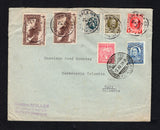 COLOMBIAN AIRMAILS - SCADTA - 1930 - MIXED FRANKING: Cover with 'Gustave MULLER, 147, avenue d'Amerique, ANVERS (Belgique)' handstamp on front franked with Belgium 1922 60c olive and 1f carmine, 1929 5c slate green and 1929 2 x 5c+5c chocolate (SG 364, 367, 490 & 552) all tied by ANTWERPEN cds's dated 15.11.1930 and additionally franked with Colombia 1923 4c blue national issue and 1929 20c rose red SCADTA issue (SG 395 & 59) tied by CALI SCADTA cds's dated 2.XII.1930. Addressed to CALI with boxed CALI arr