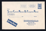 COLOMBIAN AIRMAILS - SCADTA - 1923 - POSTAL STATIONERY: 50c blue on cream large format SCADTA postal stationery airmail envelope (H&G FB2). A very fine unused example. Exceptional condition for these. Rare.  (COL45540)