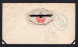 COLOMBIAN AIRMAILS - SCADTA - 1927 - CINDERELLA: Cover franked with 1923 4c blue plus 1923 30c dull blue SCADTA issue (SG 395 & 41) tied by HONDA SCADTA cds. Addressed to USA with fine black & red octagonal 'Sociedad Colombo-Alemana De Transportes Aereos' EAGLE airmail seal tied on reverse by BARRANQUILLA transit cds.  (COL/8513)