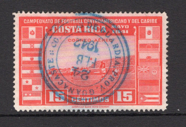 COSTA RICA - GUANACASTE - 1941 - CANCELLATION: 15c rose used with fine central strike of CORREOS DE GUARDIA PROV. GUANACASTE cds dated 24 FEB 1942. (SG 290)  (COS/25425)