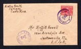 COSTA RICA - 1936 - CANCELLATION: Cover franked with 1930 10c carmine (SG 176) tied by good strike of ZARCERO cds dated FEB 18 1936. Addressed to USA with TRANSITO SAN JOSE cds on front. A scarcer origination.  (COS28214)