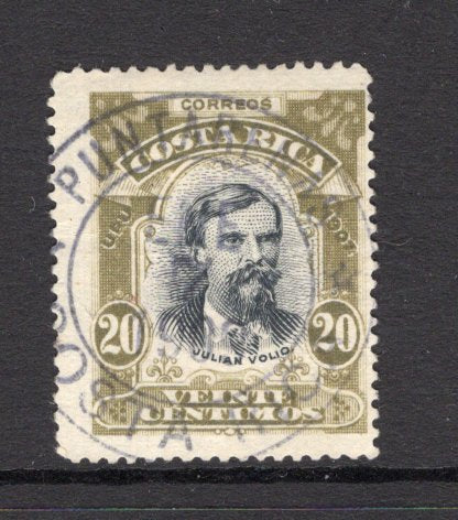 COSTA RICA - 1907 - DEFINITIVE ISSUE: 20c slate & olive 'Volio' issue, perf 14, a fine used copy with PUNTARENAS cds dated JAN 7 1909. (SG 62)  (COS/35364)