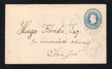 COSTA RICA - 1909 - CANCELLATION: 5c blue postal stationery envelope (H&G B5a) used with two fine strikes of MOJON cds dated ABR 1 1909. Addressed to SAN JOSE with arrival cds on front.  (COS44914)