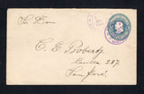 COSTA RICA - 1907 - TRAVELLING POST OFFICES: 5c blue postal stationery envelope (H&G B5a) used with good strike of undated circular AMBULANTE DE RAMAL cancel in purple. Addressed to SAN JOSE with arrival cds dated 1907 on front.  (COS44915)