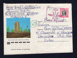 CUBA - 1984 - POSTAL STATIONERY & CUBAN MILITARY FORCES IN ANGOLA: 5c black & magenta 'Jose Marti' postal stationery envelope with image of 'Hotel Triton - Prov. Ciudad de la Habana' sent by a member of the Cuban military force in Angola with manuscript 'Luis A Milian Suarez Alumno 163191 U/M 7679-7784 APTDO 6050 Habana 6' unit address at top left used with fine strike of boxed 'Winged Lightning Bolts' PORTE PAGADO cachet in red. Addressed to HAVANA.  (CUB13470)