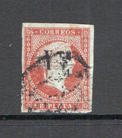 CUBA - 1855 - PROVISIONAL ISSUE: 'Y¼' on 2r deep carmine 'Isabella' issue surcharged for local use in Havana, a superb four margin copy used with light 'Parrilla' cancel. A fine & rare stamp. 2014 Echenagusia certificate accompanies. (SG 5, Edifil #4)  (CUB/26330)