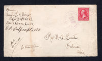 CUBA - 1899 - SPANISH AMERICAN WAR: Cover with manuscript 'From Sagt L.A. Briner CoD 6th O.V.I. Santa Clara, Cuba' in top corner counter signed by commanding officer franked with USA 1898 2c rose red (SG 284) tied by fine strike of MIL. P. STS No. 28 SANTA CLARA CUBA cds dated MAR 23 1899. Addressed to USA with HAVANA transit and USA arrival marks on reverse. Very fine & scarce.  (CUB/34410)