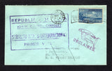 CUBA - 1931 - FIRST FLIGHT: Cover franked with single 1931 10c blue AIR issue (SG 378) tied by HABANA machine cancel dated MAR 1 1931. Flown on the Camaguey - Charlotte Amalie (St Thomas), US Virgin Islands first flight with CAMAGUEY cds dated 2 MAR 1931 on reverse and large 'REPUBLICA DE CUBA ADMON. CORREOS CAMAGUEY SERVICIO AEREO INTERNATIONAL PRIMER VUELO' boxed first flight cachet in purple on front. Addressed to ST. THOMAS, U.S. VIRGIN ISLANDS with arrival cds on reverse. Scarce. (Muller #66)  (CUB/42