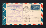 CUBA - 1931 - TRAVELLING POST OFFICES & FIRST FLIGHT: Airmail cover franked with 1931 10c blue AIR issue (SG 378) tied by fine strike of NUEVITAS Y CAMAGUEY AMBU duplex cds dated 6 DEC 1931. Flown on the Nuevitas - Miami first flight with large first flight cachet in purple on front. Addressed to the USA with arrival cds on reverse. (Muller #115)  (CUB/42331)