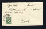 CUBA - 1864 - CLASSIC ISSUES: Cover with manuscript 'Vapor Correo' at top franked with fine four margin 1857 1r bright green 'Isabella' issue (SG 10) tied by dumb 'Bars' cancel and by HABANA cds dated 15 FEB 1864. Addressed to CADIZ, SPAIN with arrival cds's on reverse. Very fine.  (CUB/43505)