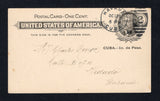 CUBA - 1899 - POSTAL STATIONERY: 1c on 1c black 'CUBA' overprint on USA postal stationery card (H&G 36) used with HAVANA duplex cds dated OCT 25 1899. Addressed locally within HAVANA with arrival cds on reverse and full commercial message. A fine correct use of this card.  (CUB43869)