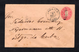 CUBA - 1901 - FOREIGN COLONIES IN CUBA: 2c carmine on salmon postal stationery envelope (H&G B9) used with fine strike of JAMAICA CUBA cds dated JAN 5 1901. Addressed internally to SANTIAGO DE CUBA with arrival cds on reverse. The cover is trimmed approximately 1.5cm at left. The village of Jamaica was a settlement established by Jamaican immigrants moving to Cuba for work in the late 1800's.  (CUB43870)