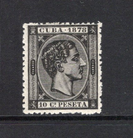 CUBA - 1878 - UNISSUED: 10c black 'King Alfonso XII' issue dated '1878', PREPARED FOR USE BUT UNISSUED. A very fine mint example with full O.G. A very scarce stamp. (SG 74)  (CUB44259)