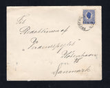 DANISH WEST INDIES - 1908 - KING CHRISTIAN IX ISSUE: Cover franked with single 1905 15b blue (SG 54) tied by FREDERICKSTED cds dated 22 8 1908. Addressed to DENMARK with ST. THOMAS transit cds and Danish arrival cds's on reverse. An uncommon issue used on cover.  (DEN45288)