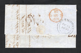 DANISH WEST INDIES - 1850 - BRITISH POST OFFICES: Complete folded letter datelined 'St. Thomas 13 Feby 1850'  with fine strike of ST. THOMAS British Post Office cds in black on reverse dated FE 14 1850. Addressed to UK, rated 1/5 in manuscript on front with arrival cds on reverse.  (DEN45656)