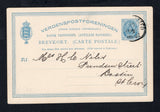 DANISH WEST INDIES - 1902 - POSTAL STATIONERY: '1 CENT 1902' on 2c light blue 'Provisional' postal stationery card (H&G 20, Copenhagen overprint) used with partial FREDERICKSTED cds dated 8 1 1902. Addressed to BASSIN, ST. CROIX. Short message on reverse and appears to be genuine commercial use.  (DEN45666)
