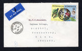 DOMINICA - 1965 - CANCELLATION: Commercial cover franked with 1963 14c and 24c QE2 issue (SG 171 & 173) tied by MORNE RATCHETTE cds dated 17 SP 1965 with fine second strike alongside. Sent airmail to UK with G.P.O. DOMINICA transit cds on reverse.  (DMN45683)
