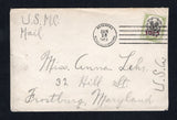 DOMINICAN REPUBLIC - 1919 - US MILITARY OCCUPATION: Cover with manuscript 'U.S.M.C. Mail' at top left franked with 1917 2c black & olive with '1917' overprint in red (SG 222) tied by BARAHONA cds dated JUN 28 1919. Addressed to USA with SANTO DOMINGO transit cds on reverse.  (DOM44999)