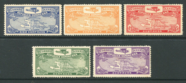 DOMINICAN REPUBLIC - 1930 - AIRMAILS: 'Airmail' issue original 10c ultramarine plus the later set of four all fine mint. (SG 256 & 271/274)  (DOM/9330)