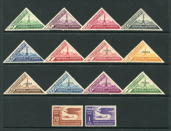 ECUADOR - 1936 - COMMEMORATIVES: 'First International Philatelic Exhibition' issue the set of fourteen fine mint. (SG 541a/547f)  (ECU/29918)