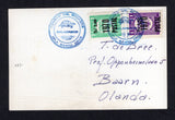 ECUADOR - 1971 - GALAPAGOS ISLANDS: Circa 1971. Black & white real photographic PPC of 'Galapagos Penguins' franked on message side with 1971 2s on 2s emerald and 3s on 1s violet 'Provisional' surcharges on REVENUE issue (SG 1424 & 1426) tied by two strikes of undated CORREO DEL ECUADOR GALAPAGOS ISLA SANTA CRUZ 'Tortoise' cancel in blue. Addressed to HOLLAND.  (ECU29958)