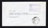ECUADOR - 1957 - GALAPAGOS ISLANDS & MILITARY: Stampless cover with fine strike of the boxed POST OFFICE GALAPAGOS 'Barrel Mail' cancel in purple on front with GUAYAQUIL cds in black dated SET 4 1957 with fine strike of large GOBERNACION NAVAL DE FLOREANA JEFATURA 'Arms' cancel in purple on reverse. Addressed internally to CUENCA. A rare commercial cover from the military stationed on the islands.  (ECU45193)