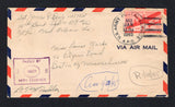 ECUADOR - 1945 - GALAPAGOS ISLANDS & US ARMY: Airmail cover with manuscript 'Sgt James P. Boyle 11051038, 74th Bomb Sqd (H), APO 662, c/o Pm, New Orleans, La' return address at top franked with USA 1941 6c carmine AIR issue (SG A901) tied by fine U.S. ARMY POSTAL SERVICE A.P.O. 662 cds dated JAN 15 1945 of Beta Base situated on Seymour Island in the Galapagos. Addressed to USA and censored with boxed censor mark in purple. Original letter is enclosed.  (ECU45422)