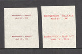 ECUADOR - 1943 - PROOF: Welcome to Henry A. Wallace, Vice-President of U.S.A.' overprint issue. A fine IMPERF PROOF PAIR of strikes in brown red of the issued overprint on thin paper and a second pair of strikes in red of a larger unadopted overprint also on thin paper. Ex. Moorhouse with the original South American Stamp Supplies receipt accompanies. (As SG 668)  (ECU45448)