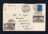 EGYPT - 1936 - AIRMAIL & CANCELLATION: Cover franked with 1933 3m black & sepia and 5m black & chocolate AIR issue and 1927 20m bright blue (SG 162, 196 & 198) tied by MARSA MATROUH cds's. Sent airmail to UK with ALEXANDRIA transit cds on reverse.  (EGY18743)