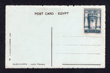 EGYPT - 1918 - CINDERELLA: Circa 1918. Blue tinted PPC 'Alexandria - French Garden' unused but with attractive 'View through the doors of a tomb' illustrated blue 'CHRISTMAS IN EGYPT' CINDERELLA label attached to message side. The stamp has 'KHOORI'S W. STEWART' imprint.  (EGY18795)