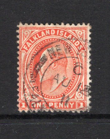 FALKLAND ISLANDS - 1904 - CANCELLATION: 1d vermilion EVII issue used with good part strike of NEW CISLAND cds dated AU 13 1911. A very scarce cancel. (SG 44)  (FAL44113)