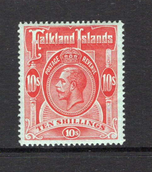 FALKLAND ISLANDS - 1912 - GV ISSUE: 10/- red on green GV issue, a fine mint copy. (SG 68)  (FAL44114)