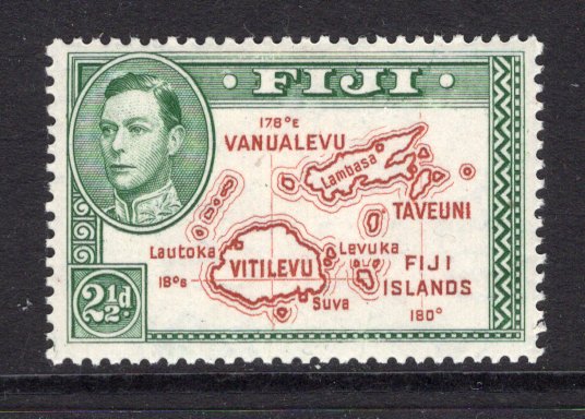FIJI - 1938 - VARIETY: 2½d brown & green GVI issue, perf 13½, a fine mint copy with 'EXTRA ISLAND' variety. (SG 256ba)  (FIJ/33423)