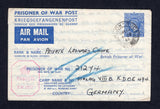 GREAT BRITAIN - 1944 - PRISONER OF WAR POSTAL STATIONERY & INSTRUCTIONAL MARK: 2½d blue on white printed GVI 'Prisoner of War Post' postal stationery lettersheet (H&G IFG3) used with MARLOW BUCKS cds dated 4 DEC 1944. Addressed to prisoner 'Private Leonard Chote, 21274, Stalag VIII B. K.D.O.E. 494, GERMANY' with red censor mark on front and boxed 'This letter formed part of undelivered mails which fell into the hands of the allied forces in Germany. It is undeliverable as addressed and is therefore returne