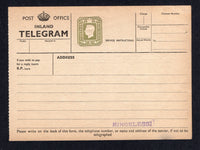 GREAT BRITAIN - 1940 - POSTAL STATIONERY & TELEGRAM FORM: 9d olive GVI postal stationery telegram form (H&G H82) fine unused with oval 'Haes & Sons 124 Old Broad Street E.C.2 LONDON' company handstamp in purple on reverse. A scarce item.  (GBR/34511)