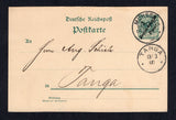 GERMAN COLONIES - GERMAN EAST AFRICA - 1900 - POSTAL STATIONERY & CANCELLATION: 3p on 5pf green postal stationery card (H&G 5) used with fine MUHESA cds. Addressed to TANGA with arrival cds on front. Commercial use.  (GER26207)