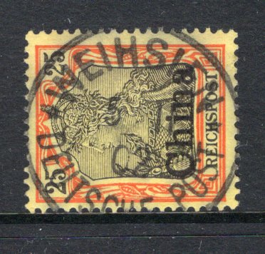GERMAN COLONIES - P.O.S IN CHINA - 1901 - CANCELLATION: 25pf black & red on yellow with horizontal 'China' overprint, a superb used copy with fine strike of WEIHSIEN cds dated 5 11 1902. (SG 26)  (GER/29205)