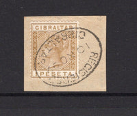 GIBRALTAR - 1889 - QV ISSUE: 1p bistre QV issue, a superb used copy tied on piece by oval REGISTERED GIBRALTAR cancel dated 10 NOV 1897. (SG 30)  (GIB/12438)