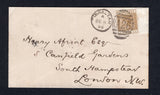 GIBRALTAR - 1895 - QV ISSUE: Cover with 'R.L.N. Johnston, Mogador' printed return address on reverse franked with 1889 1p bistre QV issue (SG 30) tied by fine GIBRALTAR 'A26' barred numeral duplex cancel dated OC 8 1895. Addressed to UK with arrival cds on reverse. A rare stamp on cover.  (GIB/24115)
